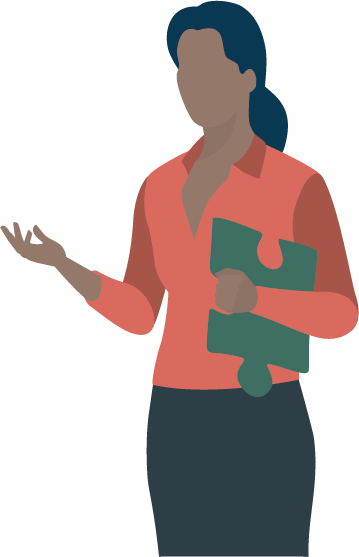 Eine Frau mit einem Puzzlestein in der Hand